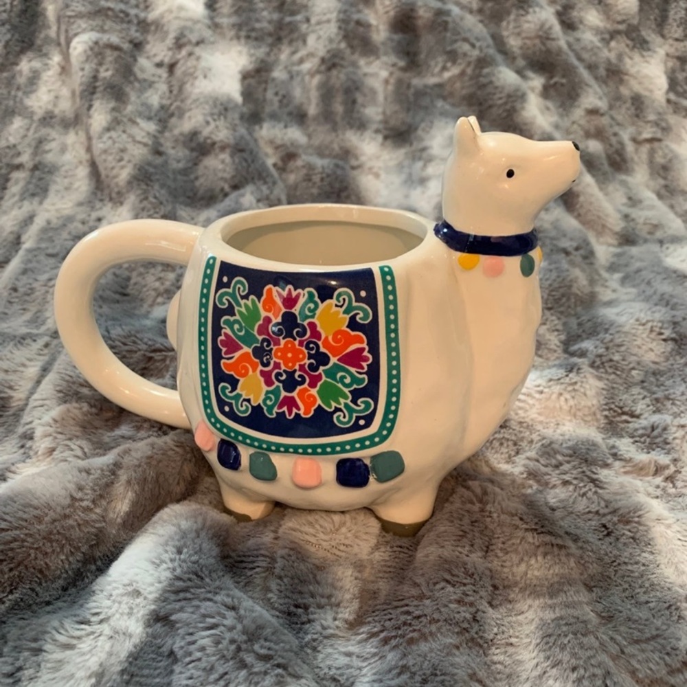 Large Colorful Ceramic Llama Mug